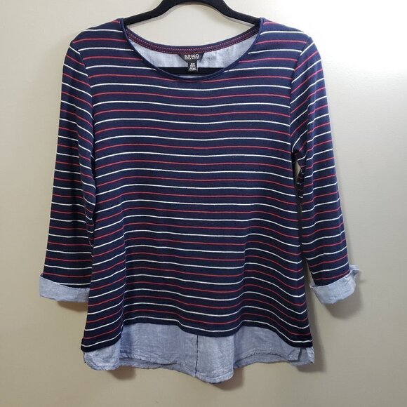 Buffalo David Bitton * Faux Layered Knit Top Sz M - Picture 2 of 9